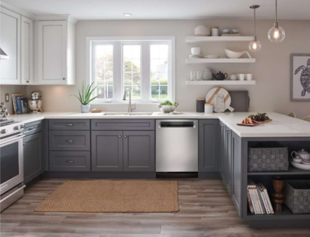 Kitchen with newly painted walls